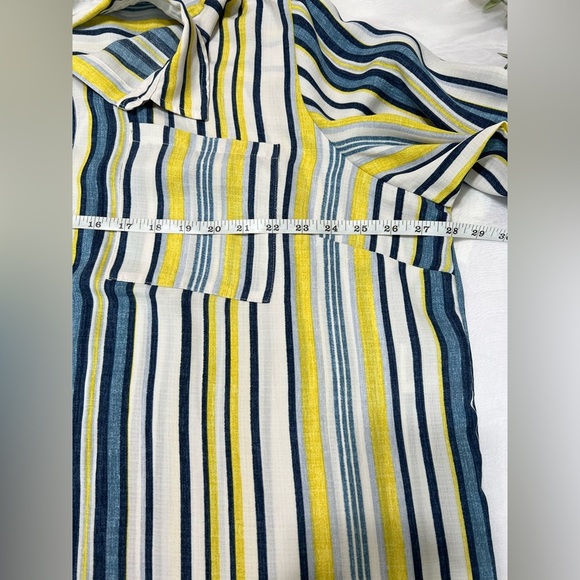 Jones New York Yellow Blue Striped Linen Button Up Tunic Blouse Size 3X - Picture 9 of 12